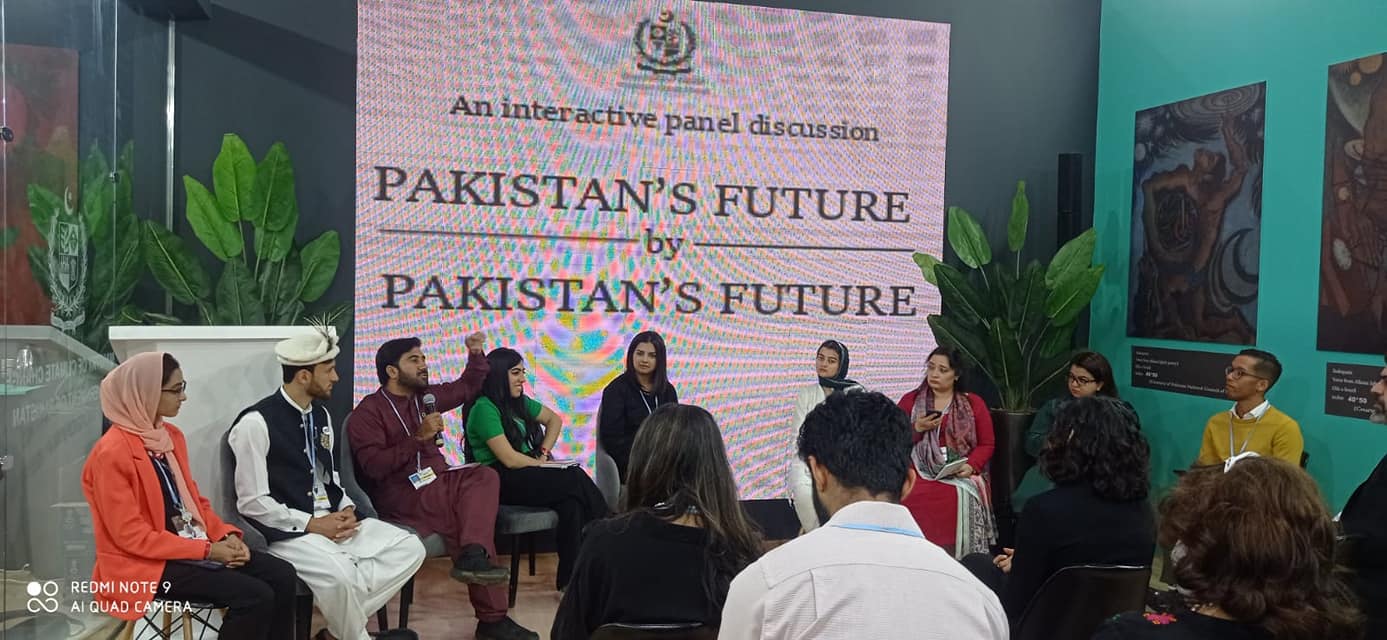 Pakistani Youth Climate Activists in a heated discussion with the government delegation at COP27, making a fair case for meaningful youth participation into climate processes and policy-making